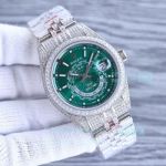 Best Quality Replica Swiss 2824 Rolex Datejust 41mm Iced Out Watch Green Dial